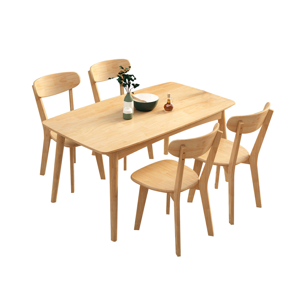 Modern Solid Wood Rectangle Shape Dining Furniture with 4 Wood Legs for Kitchen