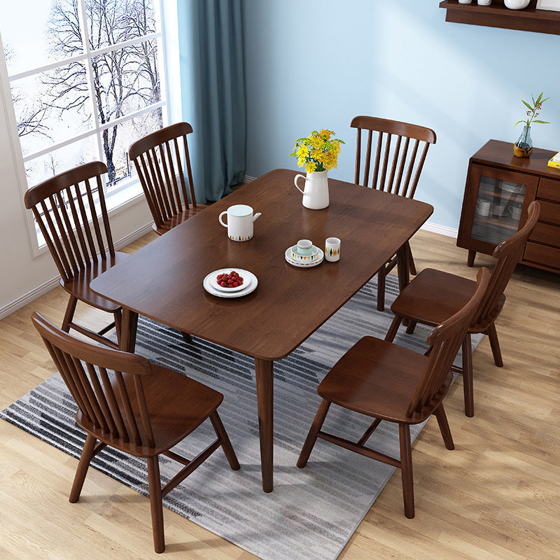 Modern Style Solid Wood Dining Set with Rectangle Shape Table and 4 Legs Base