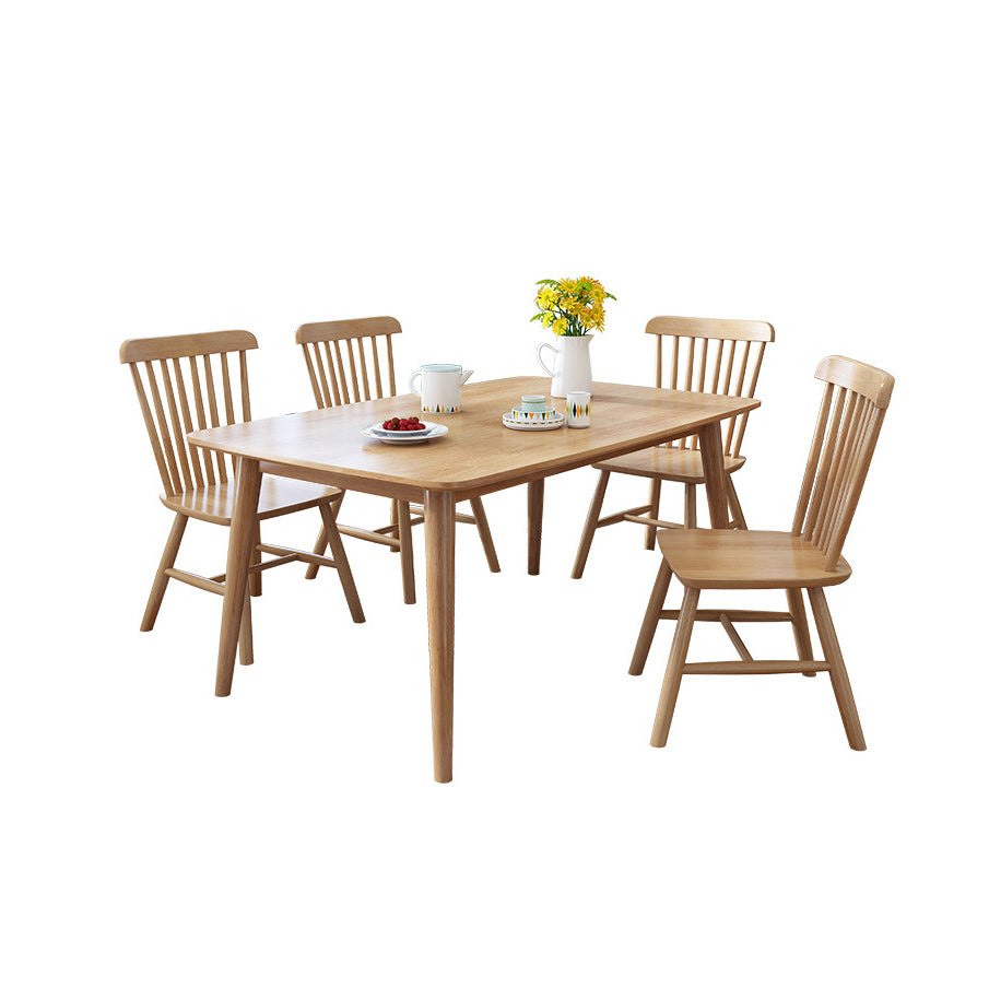 Modern Style Solid Wood Dining Set with Rectangle Shape Table and 4 Legs Base