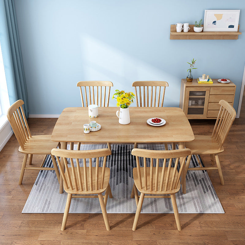 Modern Style Solid Wood Dining Set with Rectangle Shape Table and 4 Legs Base