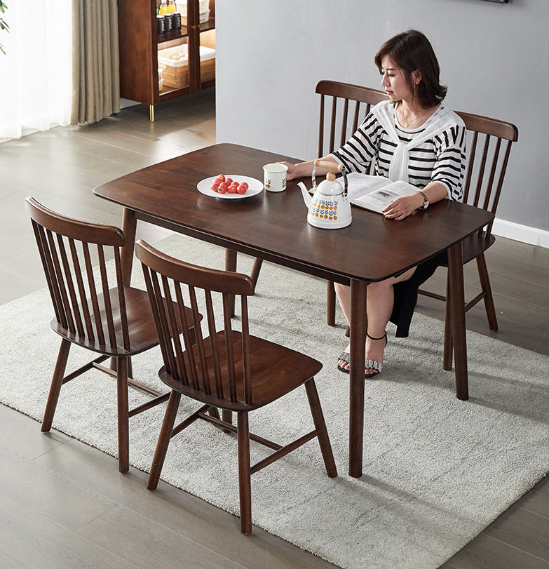 Modern Style Solid Wood Dining Set with Rectangle Shape Table and 4 Legs Base