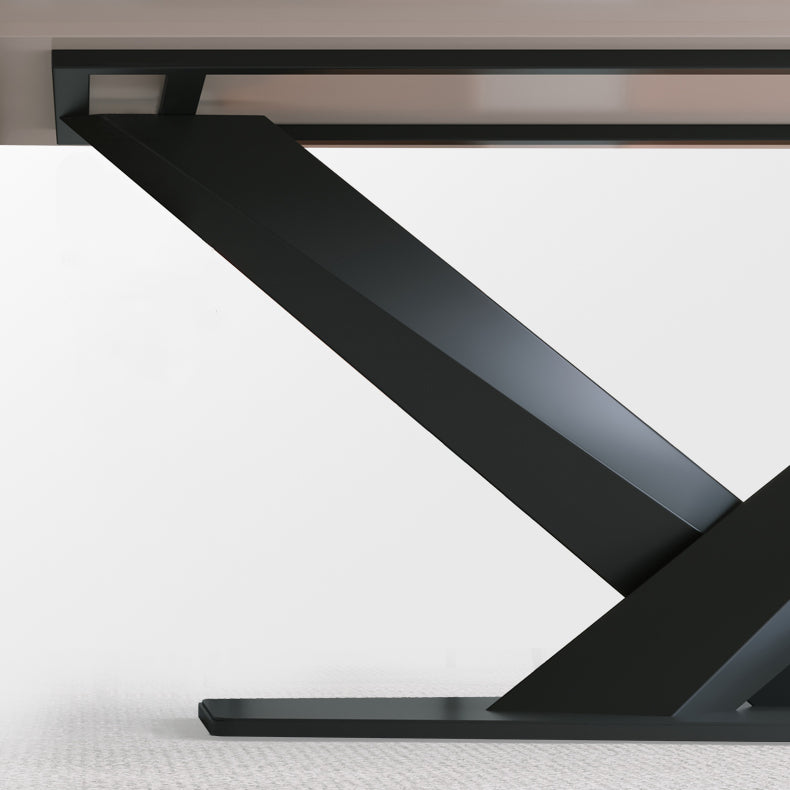 Juego de comedor de piedra sinterizada minimalista con top rectángulo y juego de mesa de base de base negra