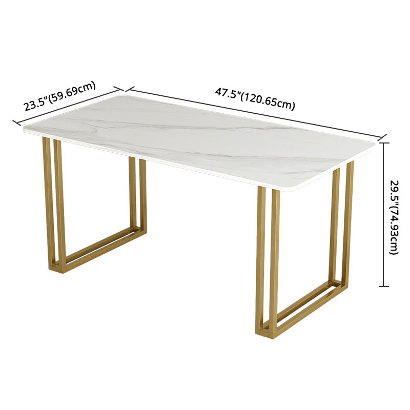 Glam Sintered Stone Dining Room Set Standard Height with Double Pedestal Base Dining Furniture