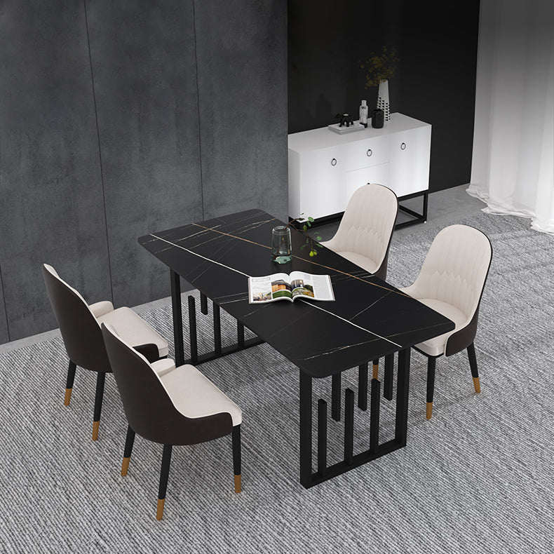 Modern Sintered Stone Dining Room Set Standard Height with Double Pedestal Base Dining Furniture