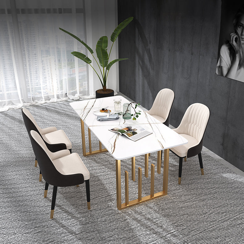 Modern Sintered Stone Dining Room Set Standard Height with Double Pedestal Base Dining Furniture