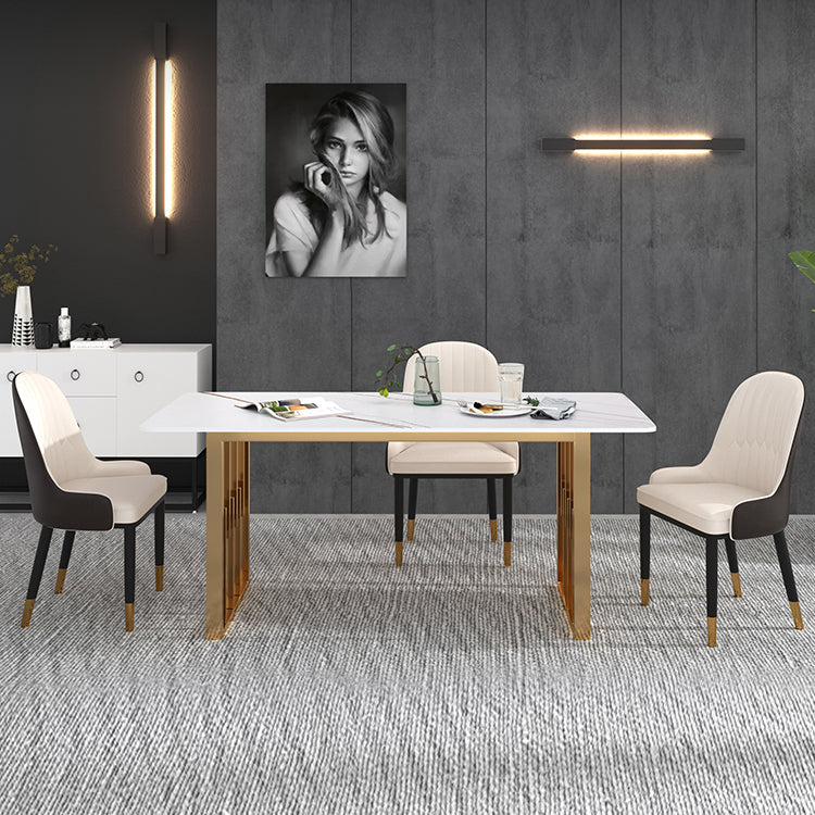Modern Sintered Stone Dining Room Set Standard Height with Double Pedestal Base Dining Furniture