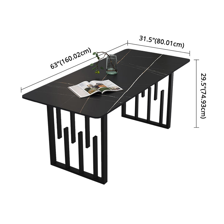 Modern Sintered Stone Dining Room Set Standard Height with Double Pedestal Base Dining Furniture