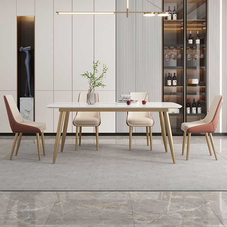 Glam Sintered Stone Dining Room Set Standard Height with Gold Base Dining Set