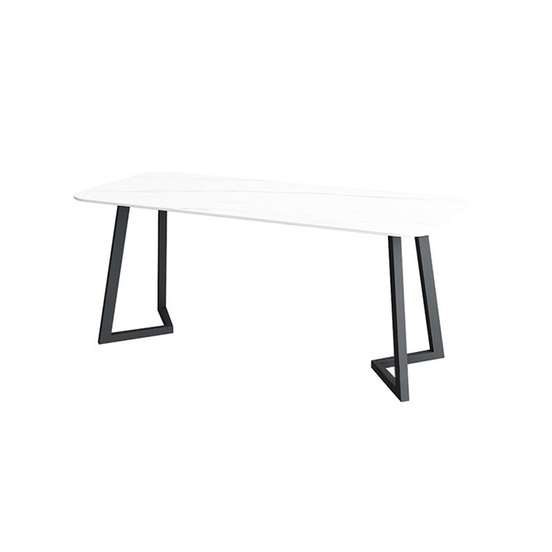 Zeitgenössischer Sinterstein Standard Ess -Set Schwarz -Weiß Rechteck Form Essset für Küche