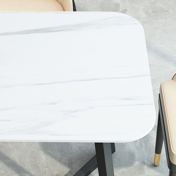 Zeitgenössischer Sinterstein Standard Ess -Set Schwarz -Weiß Rechteck Form Essset für Küche