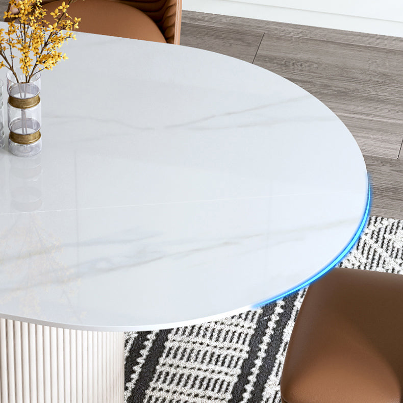 Minimalist White Standard Dining Set Rectangular Kitchen Dining Set with Double Pedestal Base