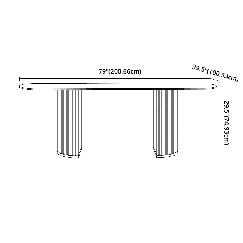 Minimalist White Standard Dining Set Rectangular Kitchen Dining Set with Double Pedestal Base