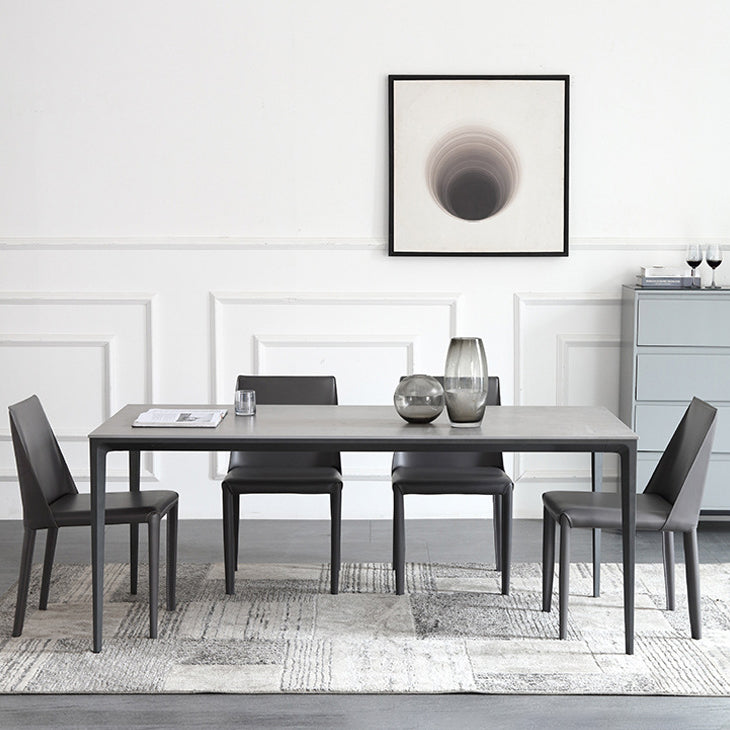 Standard Sintered Stone Top Dining Set with 4 Black Metallic Legs for Dining Furniture