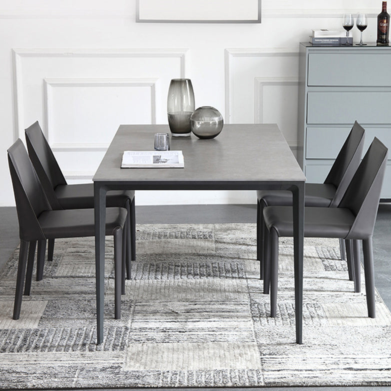 Standard Sintered Stone Top Dining Set with 4 Black Metallic Legs for Dining Furniture