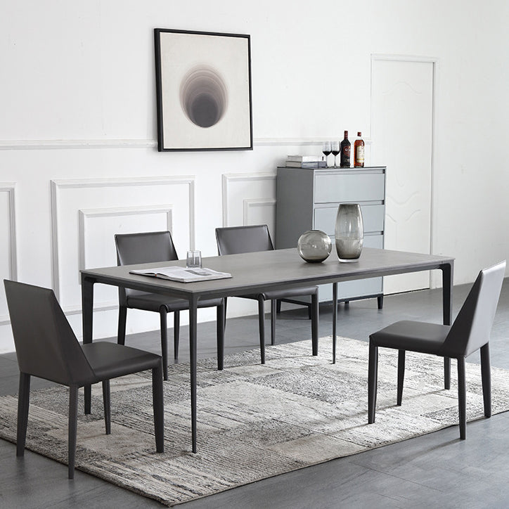 Standard Sintered Stone Top Dining Set with 4 Black Metallic Legs for Dining Furniture