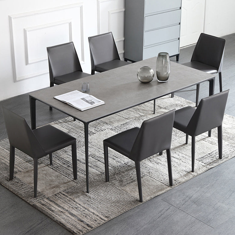 Standard Sintered Stone Top Dining Set with 4 Black Metallic Legs for Dining Furniture