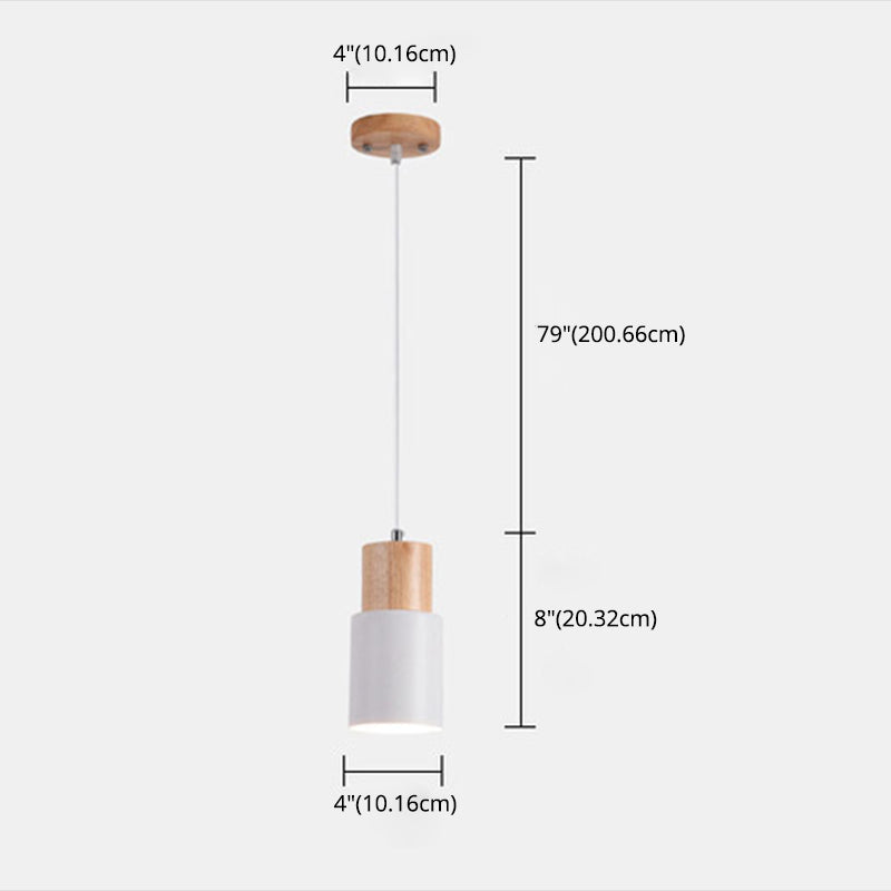 Macaron minimaliste moderne Lampe suspendue en bois de la lampe cylindrique avec une teinte en aluminium