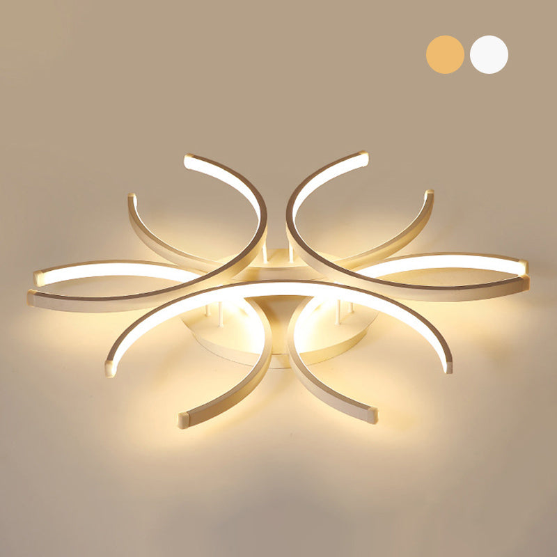 Acrylic White LED Ceiling Light in Modern Concise Style Lacquered Aluminium Linear Semi Flush Mount