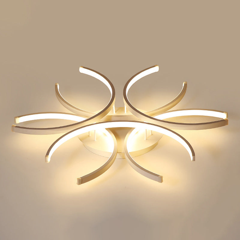 Acrylic White LED Ceiling Light in Modern Concise Style Lacquered Aluminium Linear Semi Flush Mount