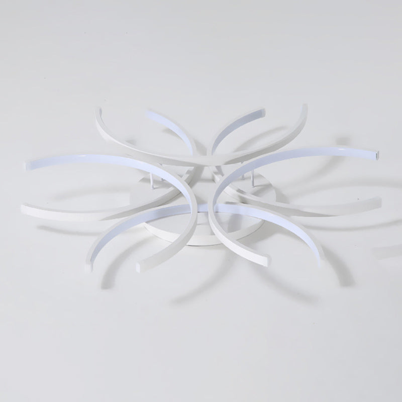 Acrylic White LED Ceiling Light in Modern Concise Style Lacquered Aluminium Linear Semi Flush Mount