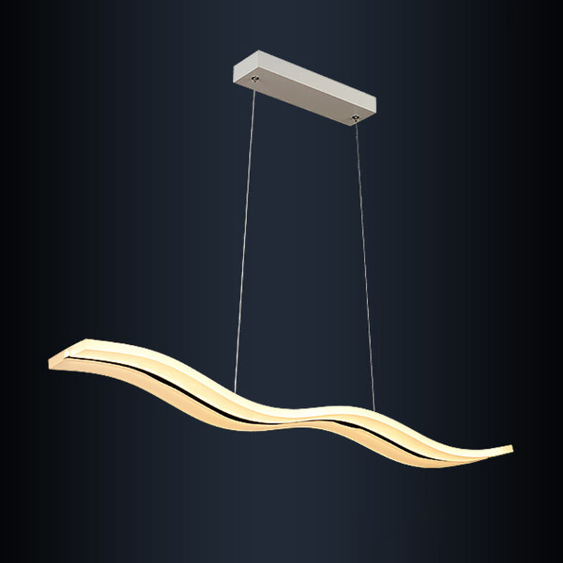 Acrylic White LED Island Light in Modern Concise Style Iron Waveform Pendant Light for Dining Room