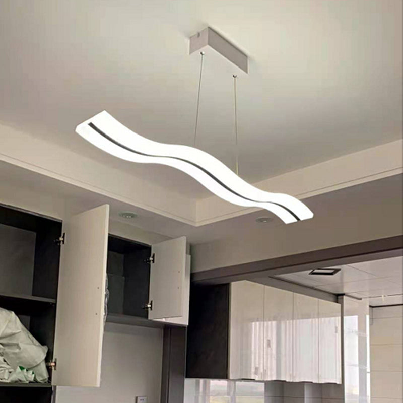 Acrylic White LED Island Light in Modern Concise Style Iron Waveform Pendant Light for Dining Room