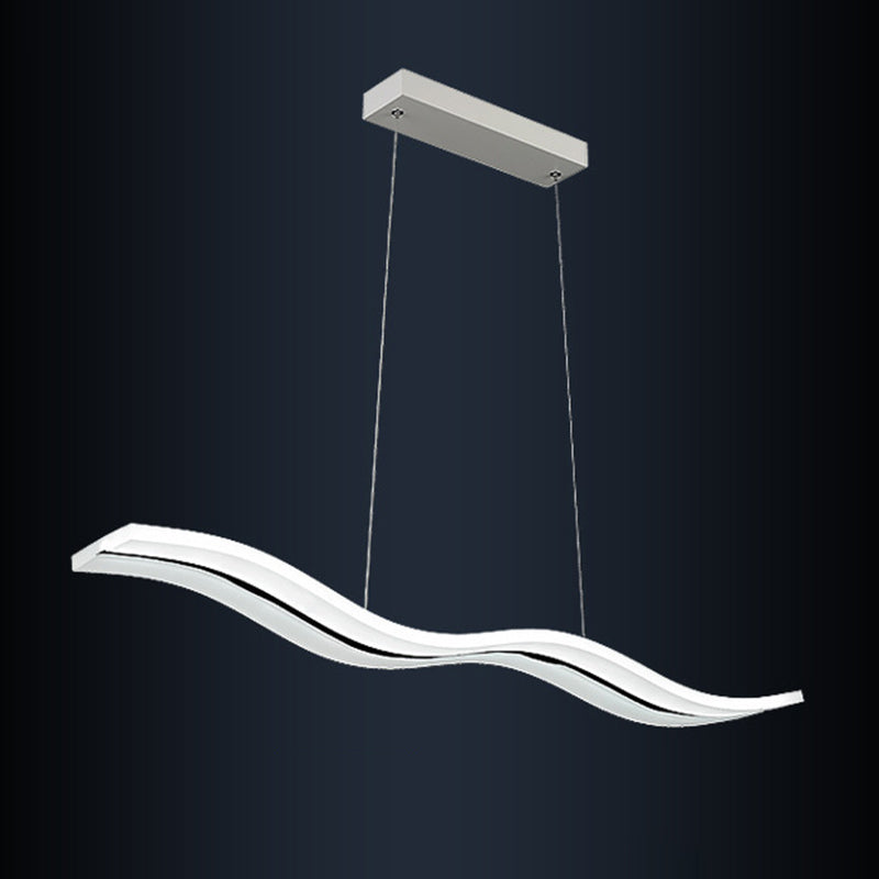 Acrylic White LED Island Light in Modern Concise Style Iron Waveform Pendant Light for Dining Room