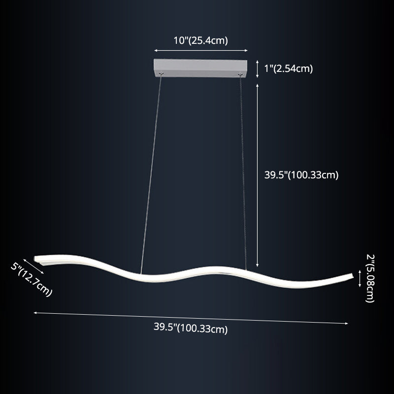 Acrylic White LED Island Light in Modern Concise Style Iron Waveform Pendant Light for Dining Room
