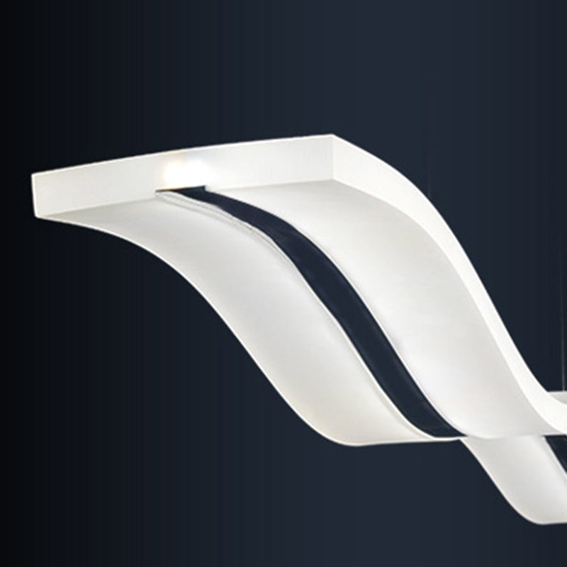 Acrylic White LED Island Light in Modern Concise Style Iron Waveform Pendant Light for Dining Room