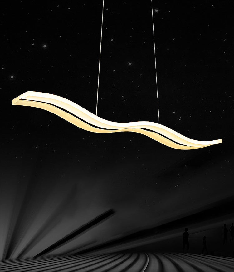 Acrylic White LED Island Light in Modern Concise Style Iron Waveform Pendant Light for Dining Room