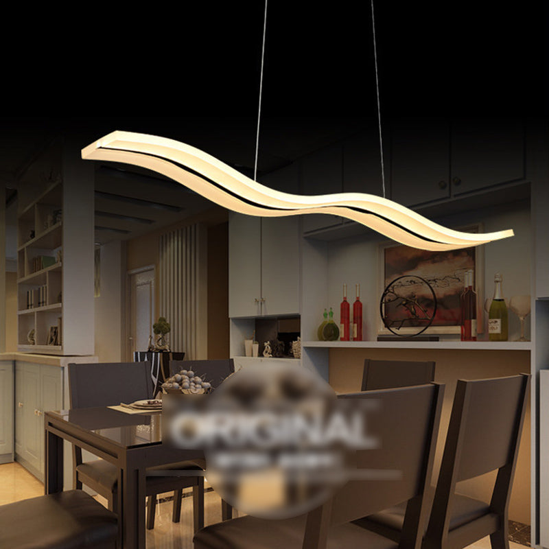 Acrylic White LED Island Light in Modern Concise Style Iron Waveform Pendant Light for Dining Room