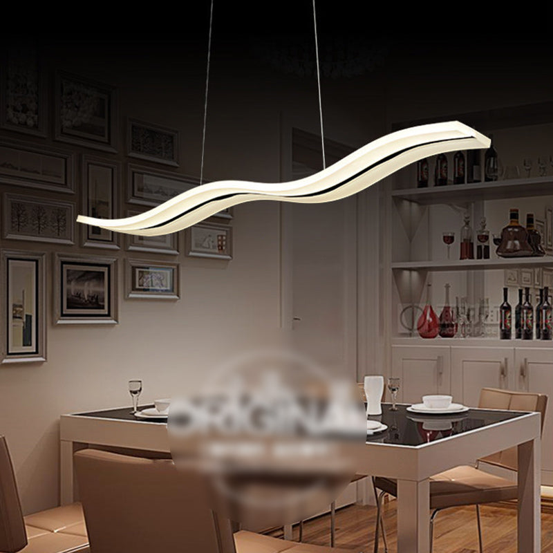 Acrylic White LED Island Light in Modern Concise Style Iron Waveform Pendant Light for Dining Room