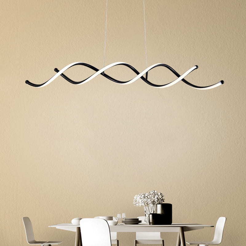 Silicone Black LED Island Light in Modern Simplicity Aluminium Linear Pendant Light for Dining Room