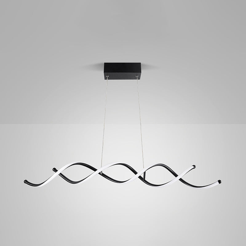 Silicone Black LED Island Light in Modern Simplicity Aluminium Linear Pendant Light for Dining Room