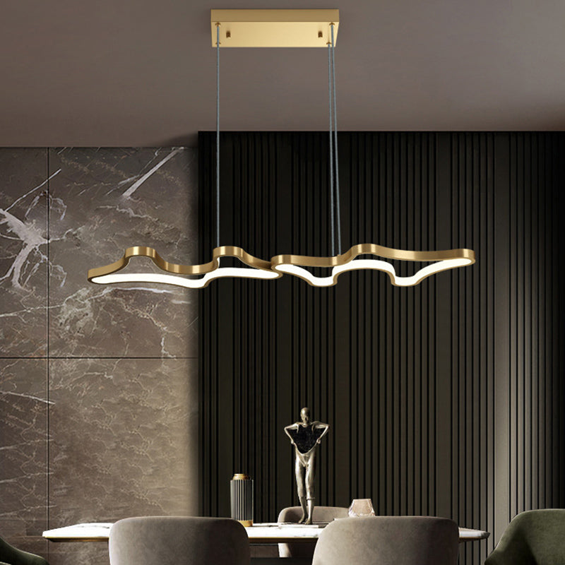 1 leichte moderne Metallleuchterlampe Linear LED Island Anhänger für Esszimmer