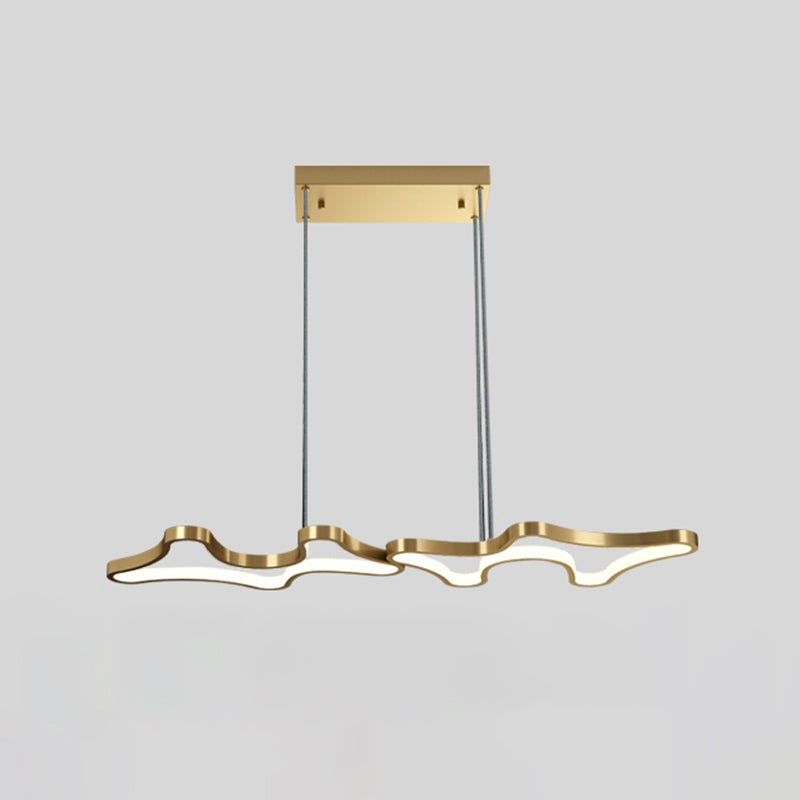 1 Light Modern Metal Chandelier Lamp Linear LED Island Pendant for Dining Room