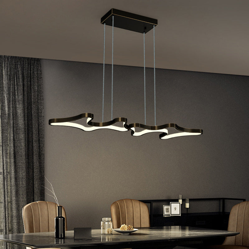 1 leichte moderne Metallleuchterlampe Linear LED Island Anhänger für Esszimmer
