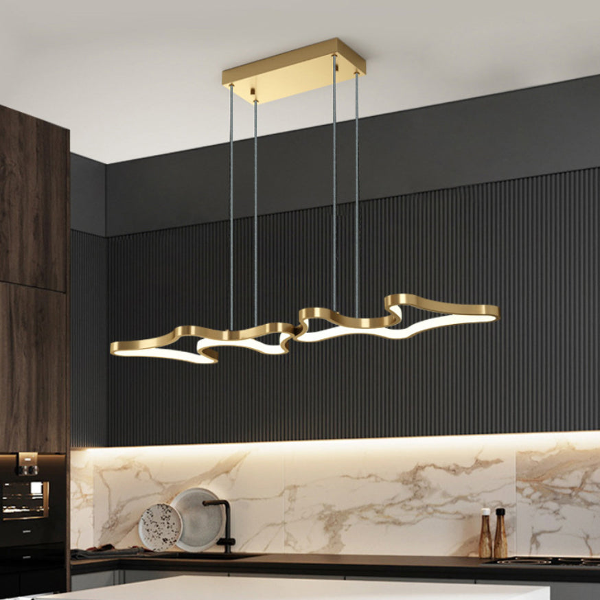 1 leichte moderne Metallleuchterlampe Linear LED Island Anhänger für Esszimmer