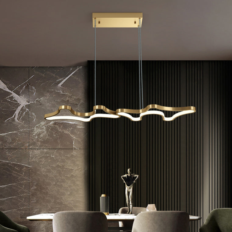 1 leichte moderne Metallleuchterlampe Linear LED Island Anhänger für Esszimmer