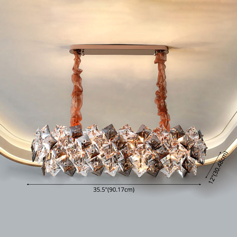 Contemporary Island Lighting Linear Pendant Lighting Chandelier Light Fixtures in Grey