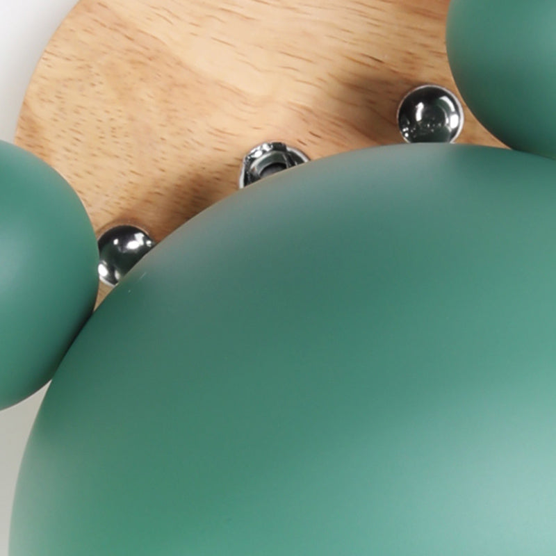 Modern Nordic Macaron Wall Lamp Wooden Globe Wall Light with Wrought Iron Shade