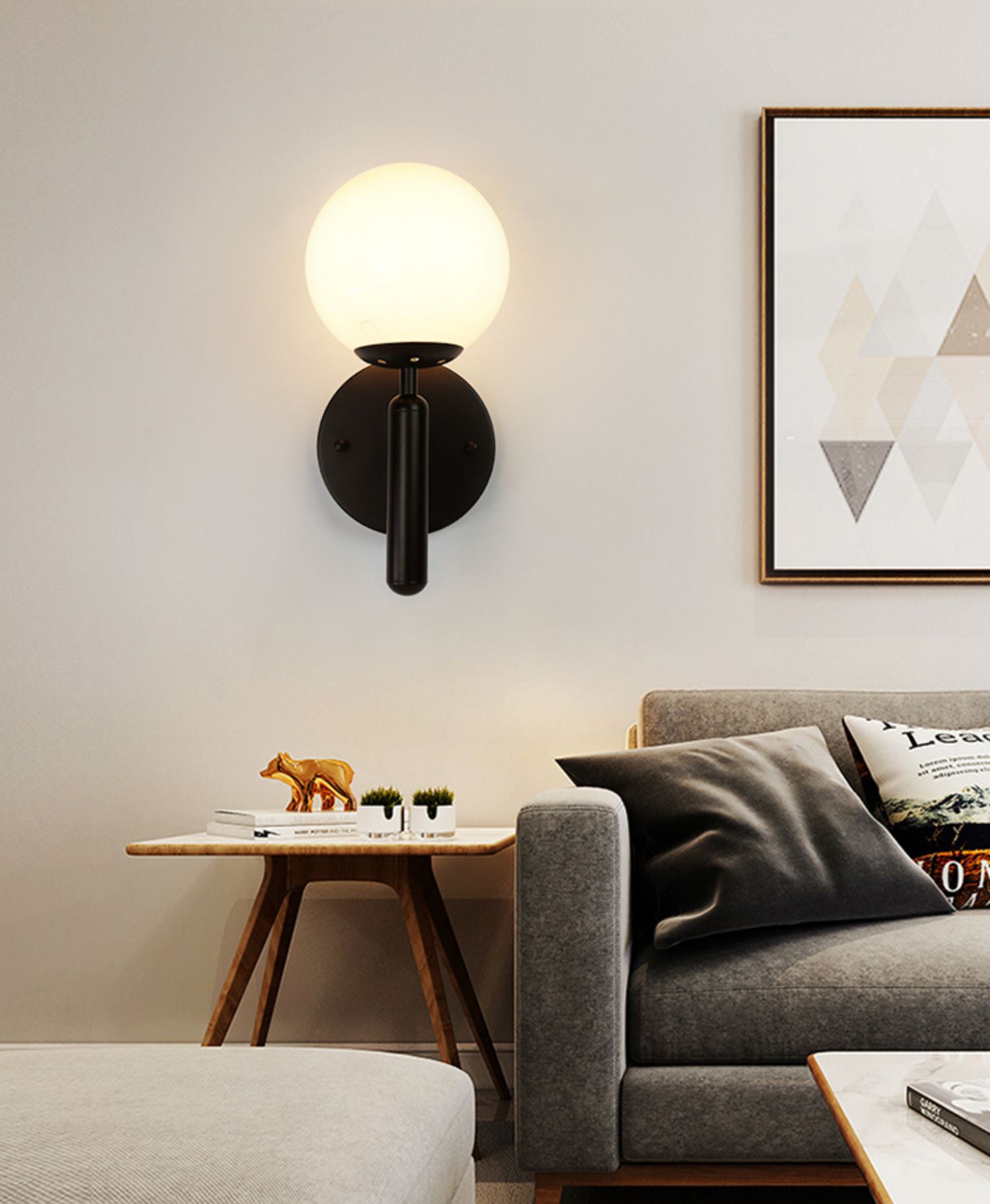 Modern Creative Globe Wall Lamp Wrought Iron Indoor Wall Sconce with Glass Shade