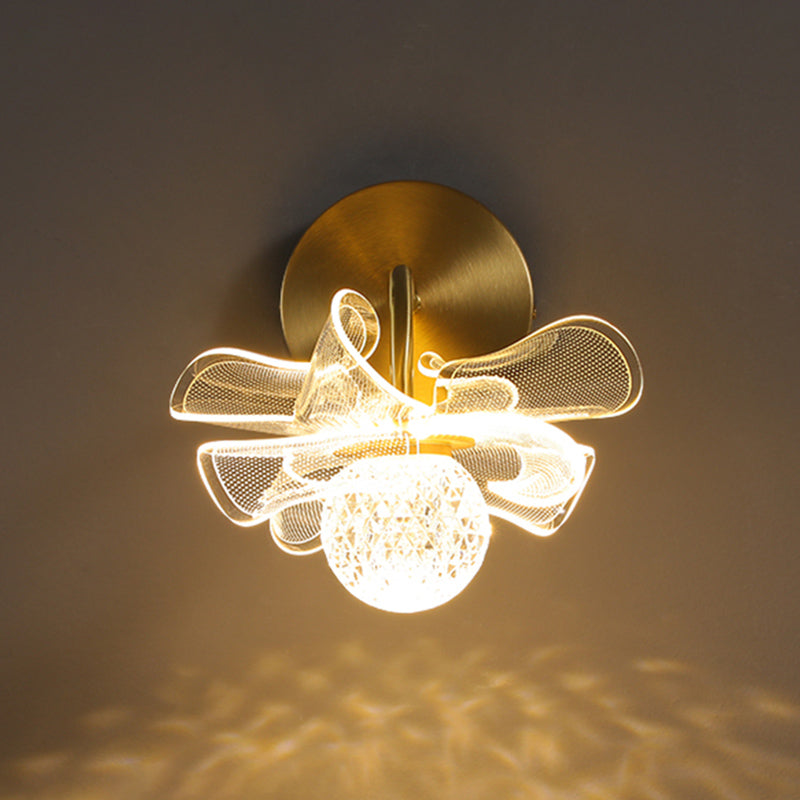 Acrylic Modern Wall Sconce Geometric Bronze Wall Mounted Light for Bedroom