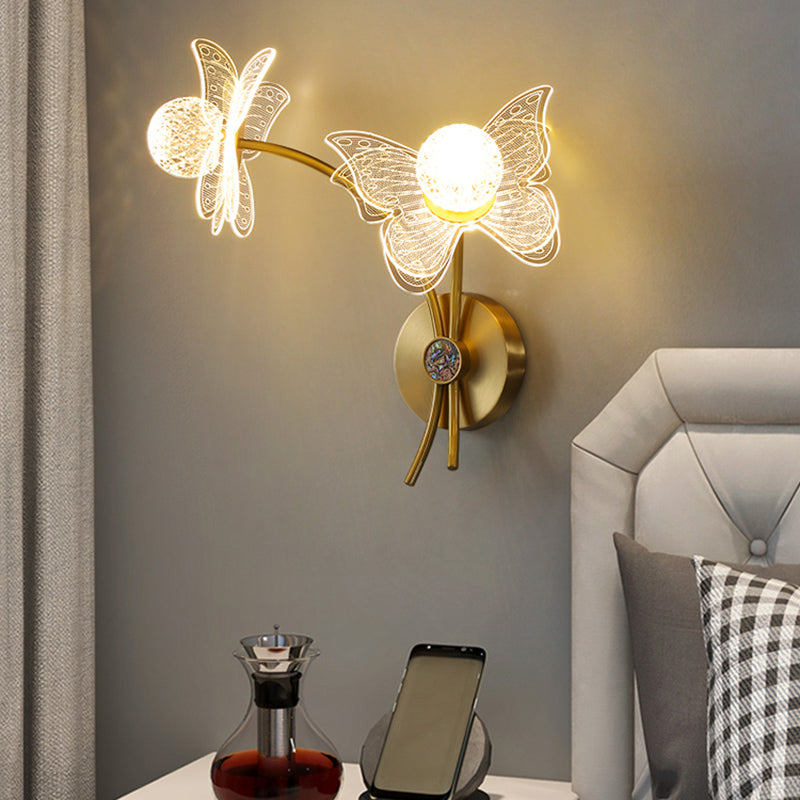 Acrylic Modern Wall Sconce Geometric Bronze Wall Mounted Light for Bedroom