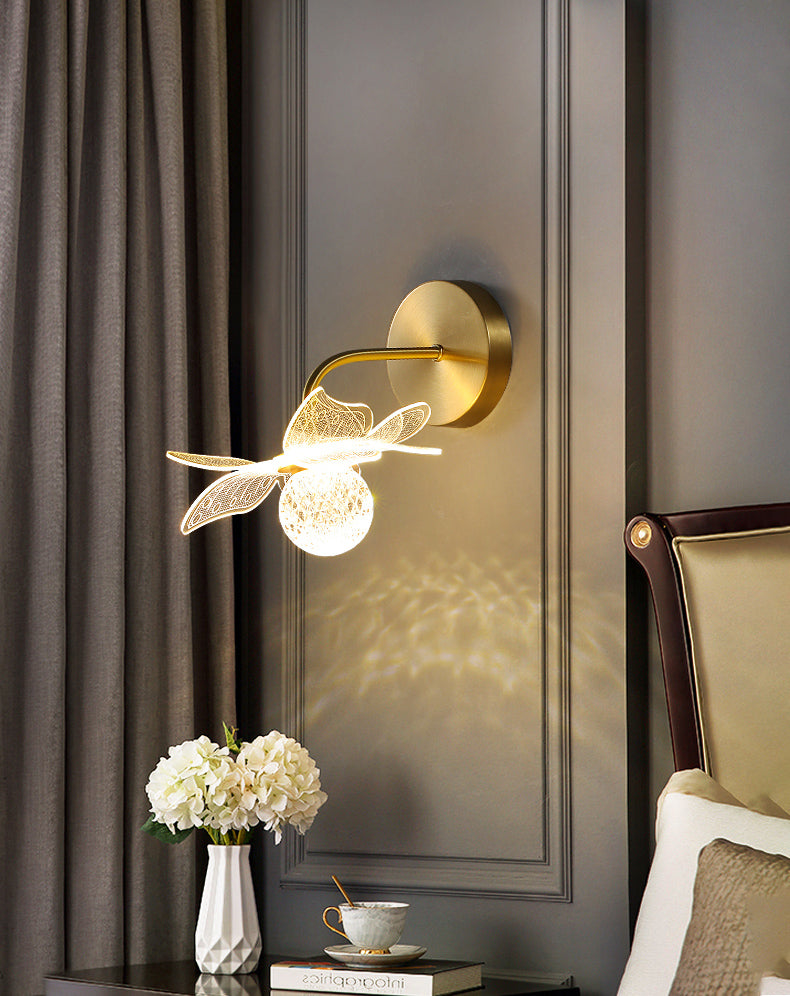 Acrylic Modern Wall Sconce Geometric Bronze Wall Mounted Light for Bedroom