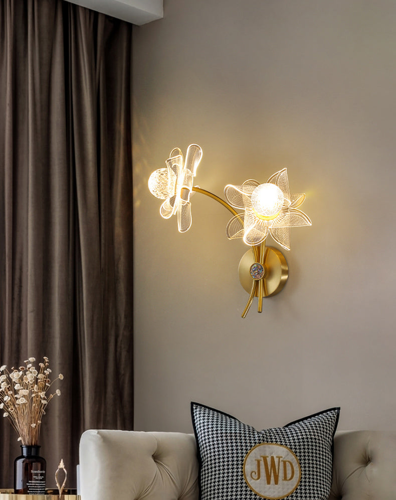 Acrylic Modern Wall Sconce Geometric Bronze Wall Mounted Light for Bedroom