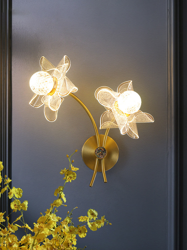 Acrylic Modern Wall Sconce Geometric Bronze Wall Mounted Light for Bedroom