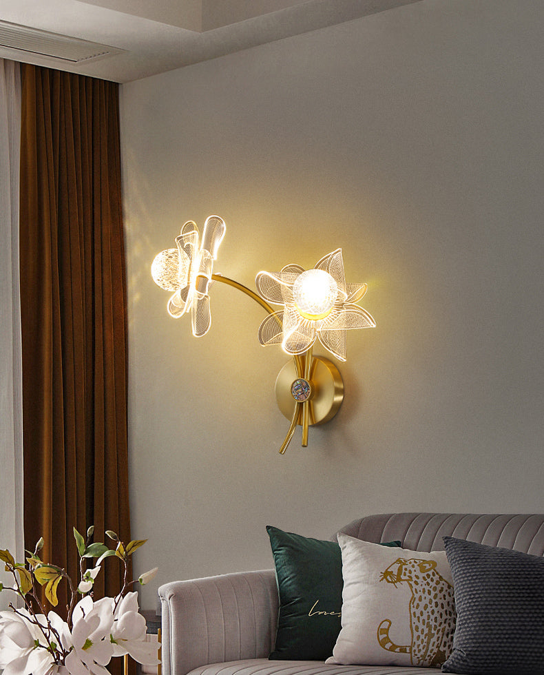 Acrylic Modern Wall Sconce Geometric Bronze Wall Mounted Light for Bedroom