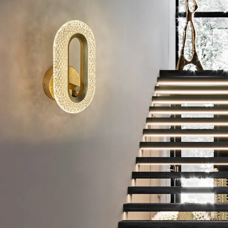 Contemporary Acrylic Wall Mount Lamp Bronze Oval Wall Sconce for Bedroom