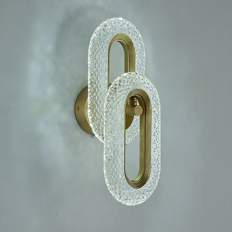 Contemporary Acrylic Wall Mount Lamp Bronze Oval Wall Sconce for Bedroom